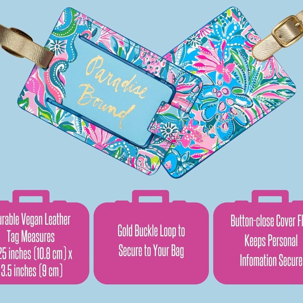 Leatherette Luggage Tag with Secure Strap, Colorful Suitcase Identifier for Trav - Picture 3 of 3
